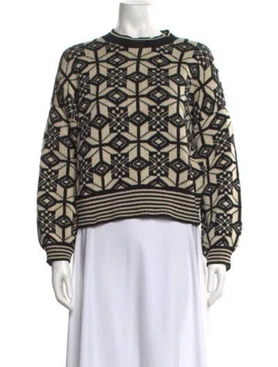 Pre-owned The Great Printed Crew Neck Sweater In Black