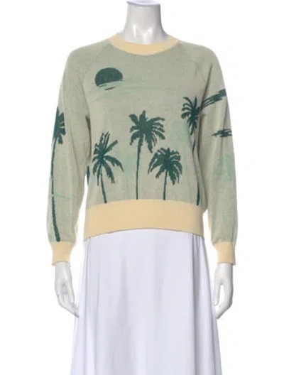 Pre-owned The Great Printed Crew Neck Sweater In Green