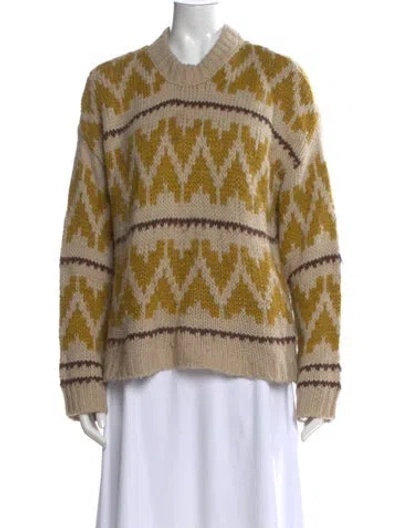 Pre-owned The Great Printed Crew Neck Sweater In Yellow