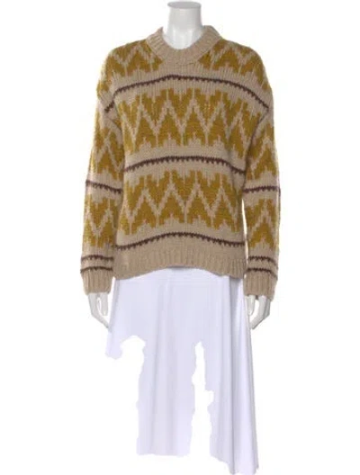 Pre-owned The Great Printed Crew Neck Sweater In Yellow