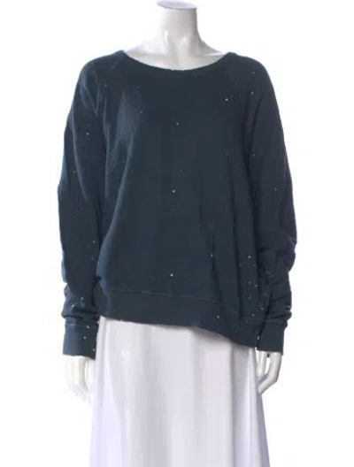 Pre-owned The Great Printed Crew Neck Sweatshirt In Blue