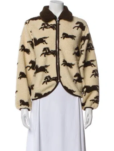 Pre-owned The Great Printed Faux Fur Jacket W/ Tags In Neutral