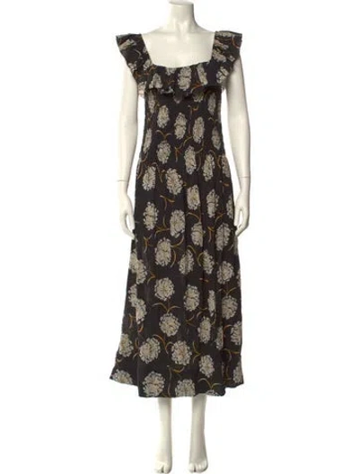 Pre-owned The Great Printed Long Dress In Black