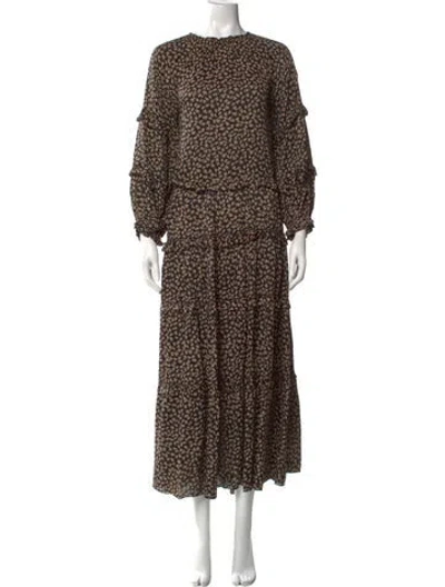 Pre-owned The Great Printed Long Dress In Black