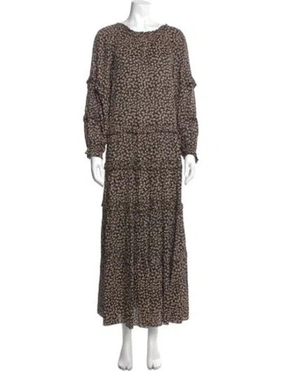 Pre-owned The Great Printed Long Dress In Black