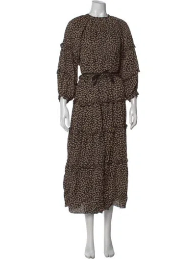 Pre-owned The Great Printed Long Dress In Black
