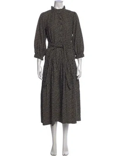 Pre-owned The Great Printed Long Dress In Black