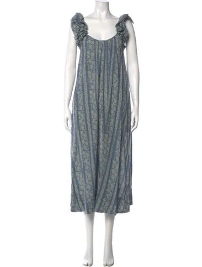 Pre-owned The Great Printed Long Dress In Blue