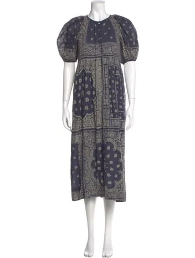 Pre-owned The Great Printed Long Dress In Blue