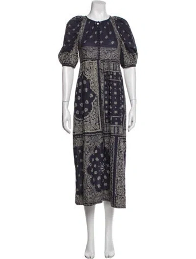 Pre-owned The Great Printed Long Dress In Blue