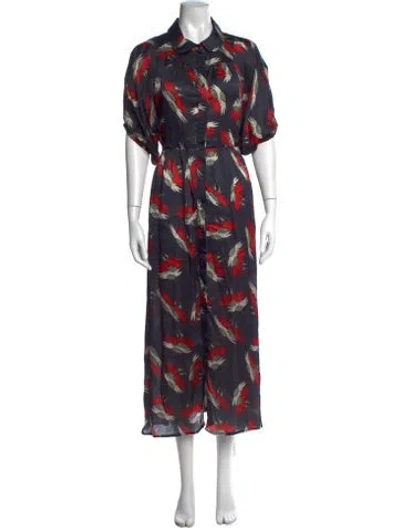 Pre-owned The Great Printed Long Dress In Blue
