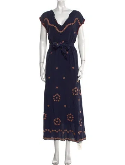 Pre-owned The Great Printed Long Dress In Blue