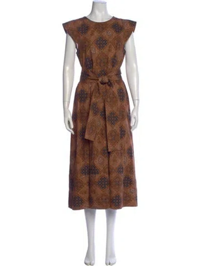Pre-owned The Great Printed Long Dress In Brown