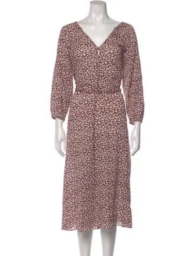 Pre-owned The Great Printed Long Dress In Burgundy