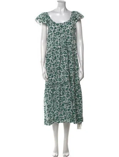 Pre-owned The Great Printed Long Dress In Green
