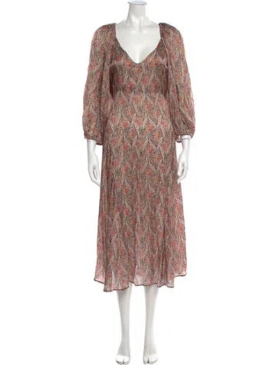 Pre-owned The Great Printed Long Dress In Neutral