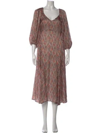 Pre-owned The Great Printed Long Dress In Orange