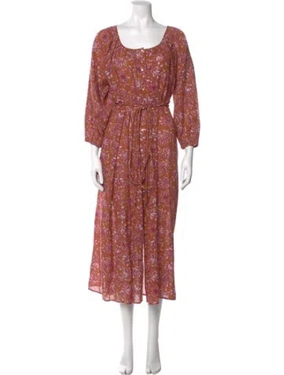 Pre-owned The Great Printed Long Dress In Pink