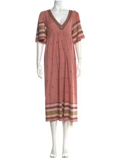 Pre-owned The Great Printed Long Dress In Pink
