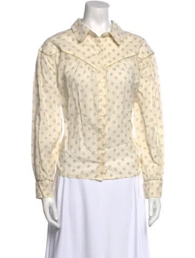 Pre-owned The Great Printed Long Sleeve Button-up Top In Neutral