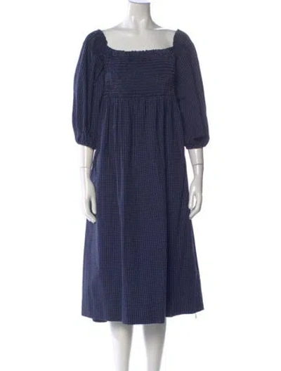 Pre-owned The Great Printed Midi Length Dress In Blue