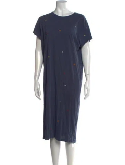 Pre-owned The Great Printed Midi Length Dress In Blue