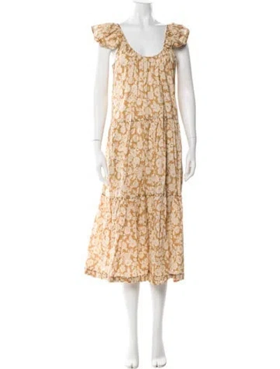 Pre-owned The Great Printed Midi Length Dress In Neutral