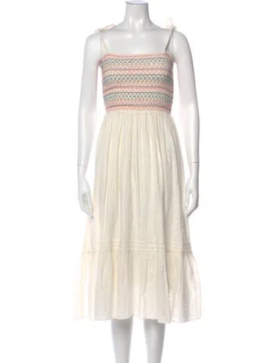 Pre-owned The Great Printed Midi Length Dress In Neutral