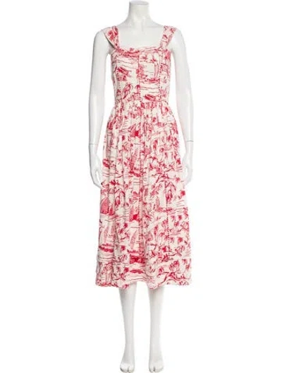 Pre-owned The Great Printed Midi Length Dress In Red