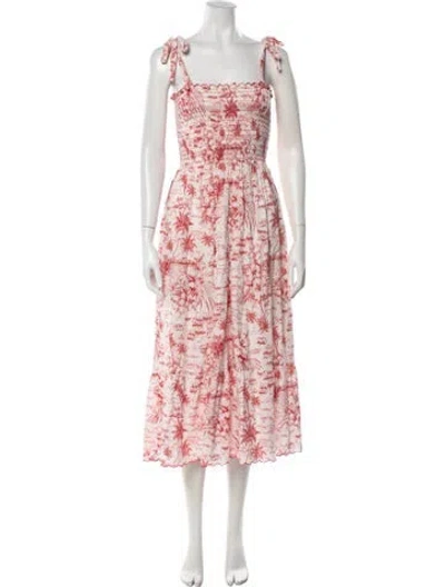 Pre-owned The Great Printed Midi Length Dress In Red