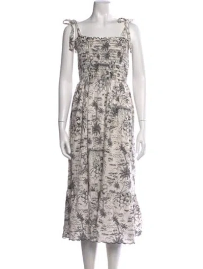 Pre-owned The Great Printed Midi Length Dress In White