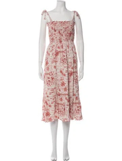 Pre-owned The Great Printed Midi Length Dress In White