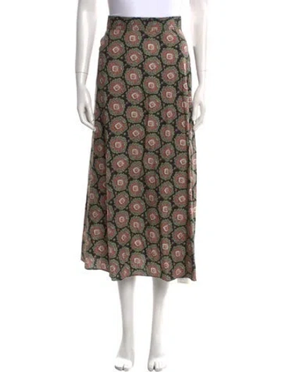 Pre-owned The Great Printed Midi Length Skirt In Green