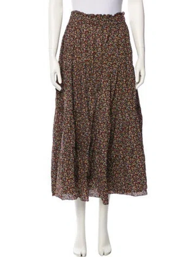 Pre-owned The Great Printed Midi Length Skirt In Green