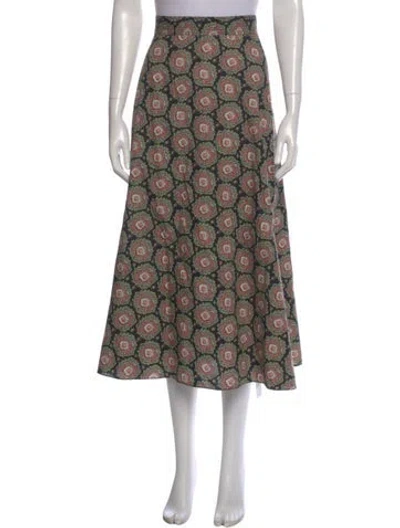 Pre-owned The Great Printed Midi Length Skirt In Green