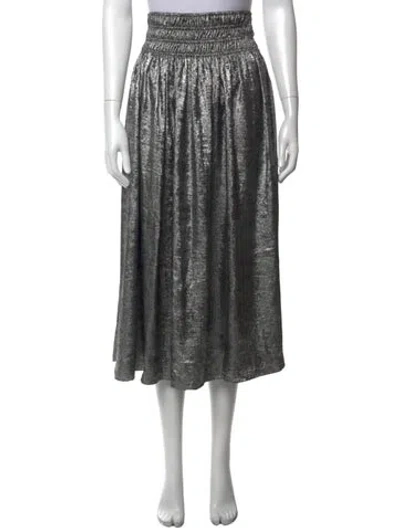 Pre-owned The Great Printed Midi Length Skirt In Metallic/silver