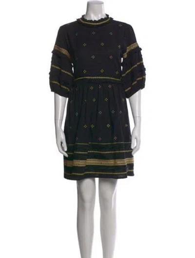 Pre-owned The Great Printed Mini Dress In Black