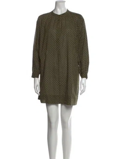 Pre-owned The Great Printed Mini Dress In Green