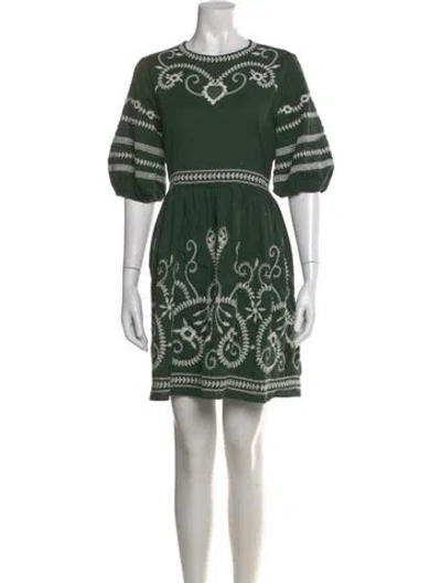 Pre-owned The Great Printed Mini Dress In Green