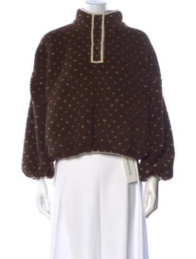 Pre-owned The Great Printed Mock Neck Sweater In Brown