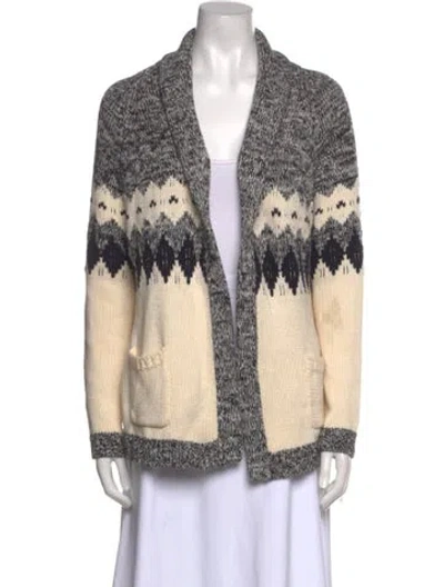 Pre-owned The Great Printed Open Front Sweater In Neutral