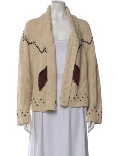 Pre-owned The Great Printed Open Front Sweater In Neutral
