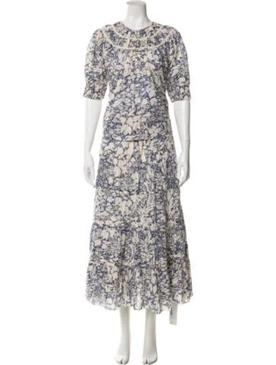 Pre-owned The Great Printed Ruffle Embellishment Skirt Set In Blue