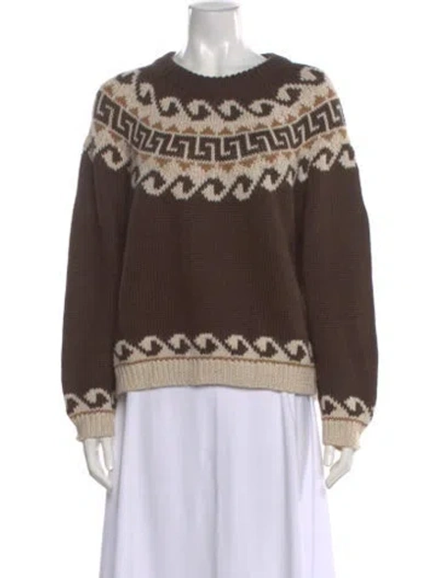 Pre-owned The Great Printed Scoop Neck Sweater In Brown