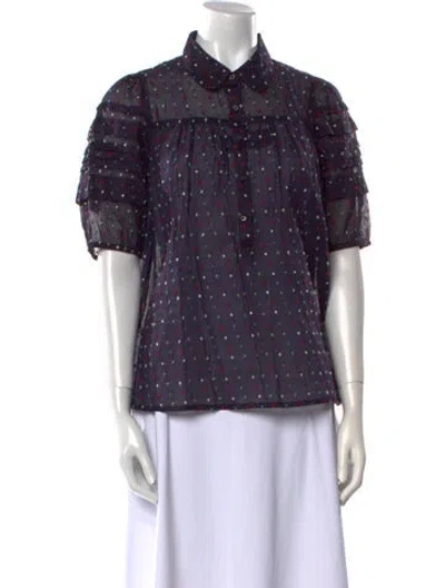 Pre-owned The Great Printed Short Sleeve Button-up Top In Multi