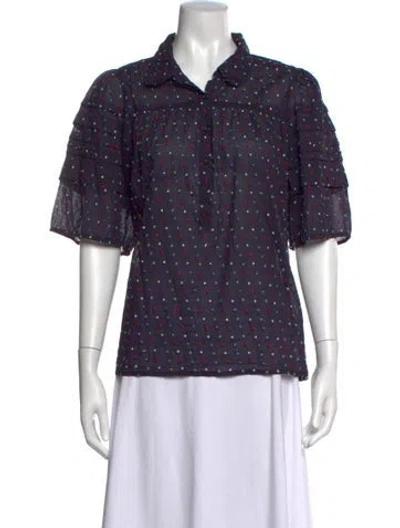 Pre-owned The Great Printed Short Sleeve Button-up Top In Multi