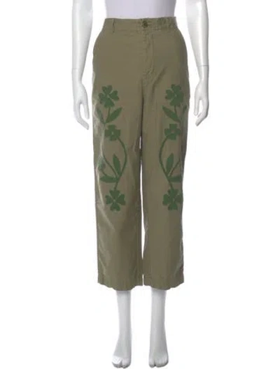 Pre-owned The Great Printed Straight Leg Pants In Green