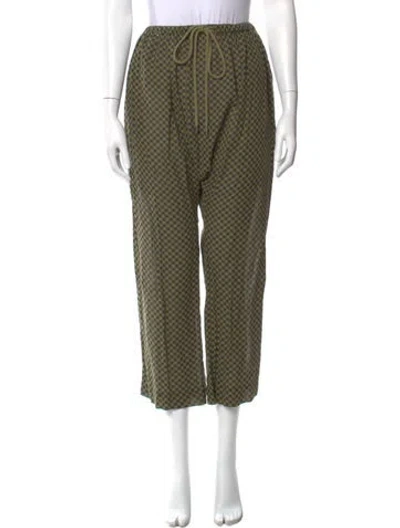 Pre-owned The Great Printed Straight Leg Pants In Green