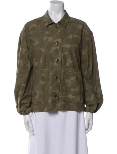 Pre-owned The Great Printed Utility Jacket In Green