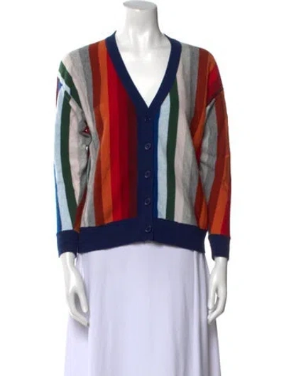 Pre-owned The Great Printed V-neck Sweater In Blue